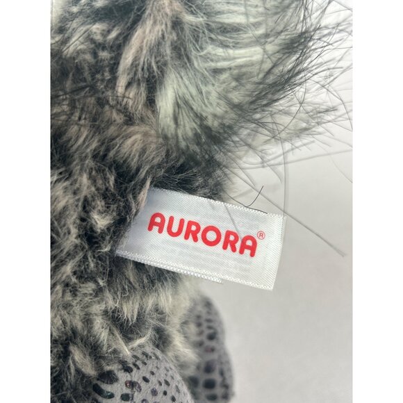 Realistic Aurora Great Horned Owl Plush Toy Yellow Eyes Fluffy Faux Fur Gray Whi - Picture 8 of 10